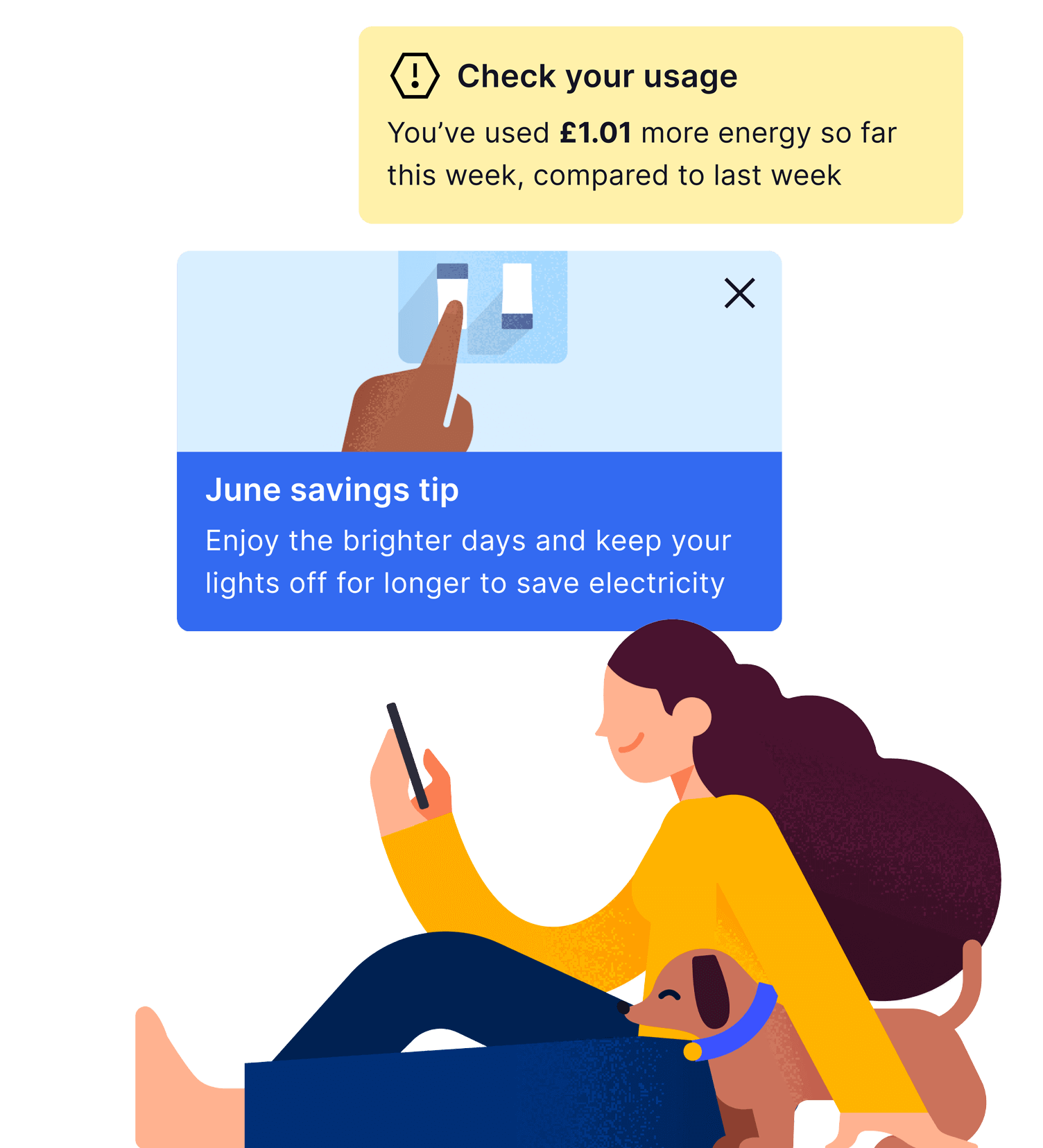 Utrack app notification to keep lights off on bright days